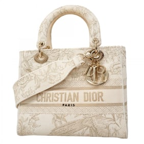 Christian Dior Lady Dee-Lite Canvas Handbag in Ivory and Champagne, a 2-Way Bag for Women