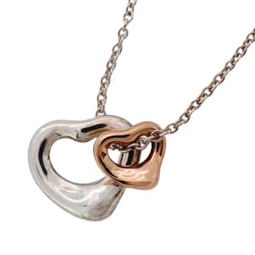 Tiffany Double Heart Necklace in 18KPG Pink Gold and 925 Silver for Women