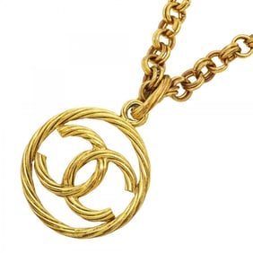 Chanel Coco Mark Circle Necklace, GP Plated Gold, Women's