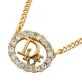 Christian Dior Oval Necklace with GP Plated Rhinestones in Gold for Women