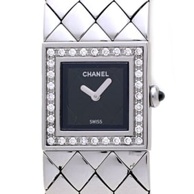 CHANEL Matelasse Bezel Diamond H0489 Women's Watch SS 40167