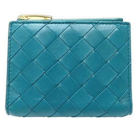 BOTTEGA VENETA Women's Intrecciato Lambskin Turquoise Bifold Wallet 188608