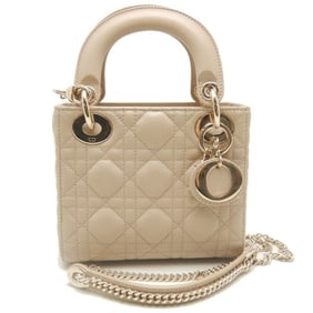 Christian Dior Dior Lady Mini Cannage M0505ONGE Handbag in Beige Lambskin, Women's, 253346