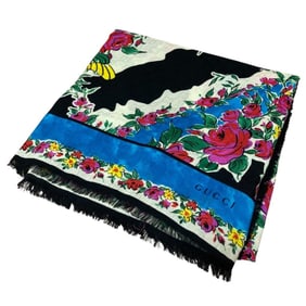 GUCCI Chevron Flower GG Large Stole Shawl Multicolor Women's