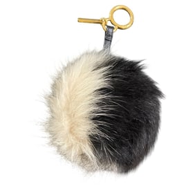 FENDI fox fur keychain bag charm beige x black women's