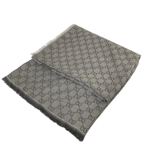 GUCCI GG pattern wool and silk large stole/shawl, gray, for women