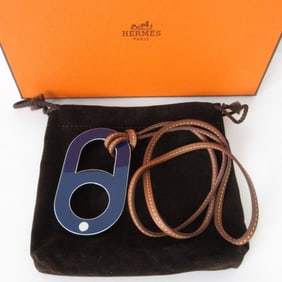 HERMES Variation Pendant Necklace Navy Red Women's