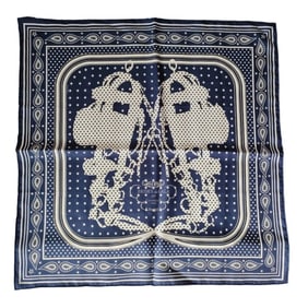 HERMES Carré 55 BRIDES de GALA Silk Scarf, Navy, Women's