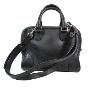 LOEWE AMAZONA 75 Small 2-Way Shoulder Bag/Handbag, Anagram Leather, Black, Women's