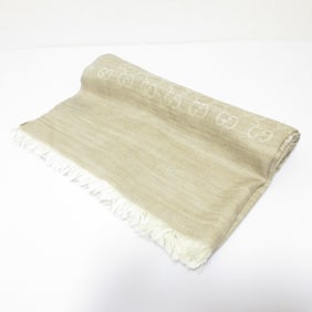 GUCCI GG pattern wool and silk scarf, size 70 x 20 cm, beige, women's