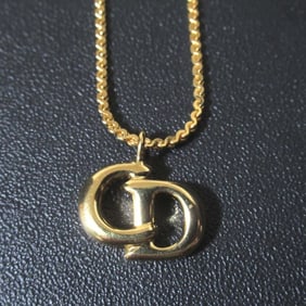 Christian Dior CD logo necklace pendant GP gold color for women