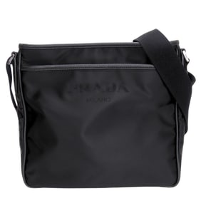 Prada Shoulder Bag 2VH797 Nylon Saffiano Leather NERO Black Triangular Plate Tessuto Women's Men's