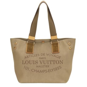 Louis Vuitton Plan Soleil Cabas PM Tote Bag M94144 2012 Canvas and Natural Leather Khaki Beige