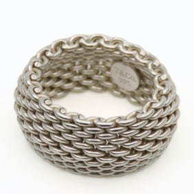 Tiffany & Co. Somerset SV925 ring, approximately 8.6g, silver mesh, women's.