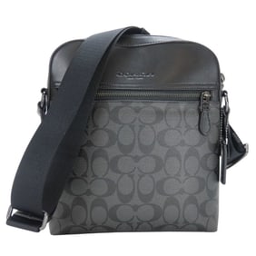 Coach 4010 Signature Leather Shoulder Bag in Black and Dark Grey for Men