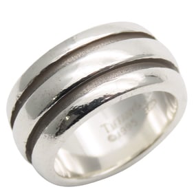 Tiffany & Co. Grooved Double Line Ring, 925 Sterling Silver, Women's, Approx. 9.2g