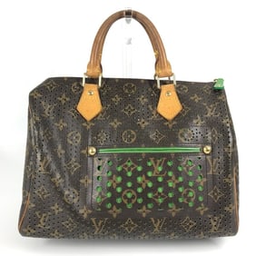 LOUIS VUITTON M95181 Monogram Perforated Speedy 30 Bag, Tote Mini Boston Handbag, Canvas, Green,