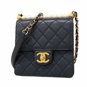 Chanel Matelasse Shoulder Bag with Chain Bag, Lambskin, Navy, Women's, P1732591
