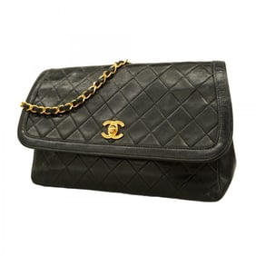 Chanel Matelasse Shoulder Bag with Chain Bag, Lambskin, Black, Women's, P1705849