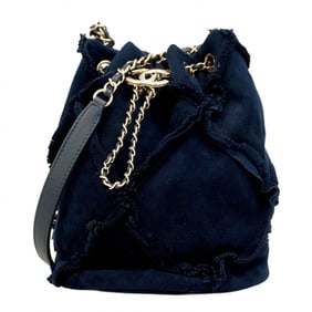 Chanel Shoulder Bag, Chain Suede, Navy, Women's, P1705033