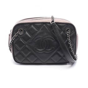 CHANEL Ballerina Matelasse Coco Mark Shoulder Bag, Leather, Women's, Black and Purple, A93015