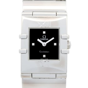 OMEGA Constellation Cale Quadra Watch, Stainless Steel, Women's, Black, 1521.41