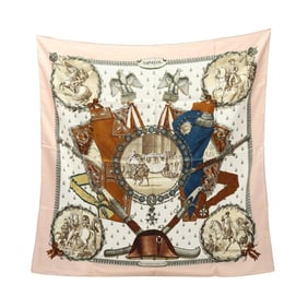 Hermès HERMES Carré 90 NAPOLEON Silk Scarf for Women in White, Pink, and Multicolor