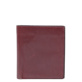 Hermes bifold wallet with bill compartment in wine red and burgundy box calf leather. Women's scarf.