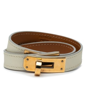 Hermes Hermès Kelly Double Tour Bracelet in White with Gold Hardware and Swift Leather Plated for