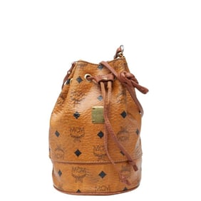 MCM Visetos Logogram Shoulder Bag in Brown Leather for Women