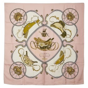 Hermes Hermès Carré 90 Grand Apparel Horse Scarf, Pink, White, Multicolor, Silk, Women's