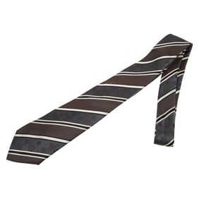Louis Vuitton Monogram Tie, Brown and Gray Silk, Men's, LOUIS VUITTON