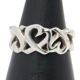 Tiffany & Co. Triple Loving Heart Ring, SV925 Silver, Women's. TIFFANY