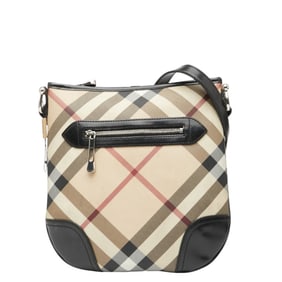 Burberry Nova Check Crossbody Shoulder Bag in Beige and Black Leather for Women