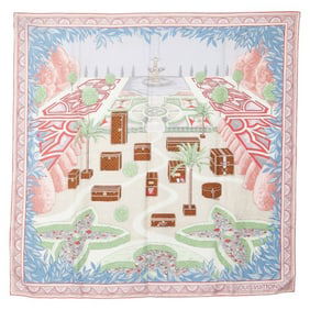 Louis Vuitton Garden Monogram Trunk Motif Scarf M78784 Pink Blue Multicolor Silk Women's LOUIS