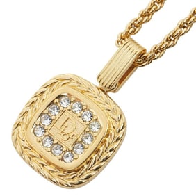 Christian Dior Dior logo rhinestone necklace, gold plated, for women.