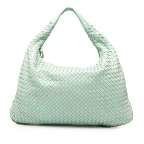 Bottega Veneta Intrecciato Handbag, One-Shoulder Bag, Light Blue Leather, Women's