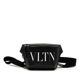 Valentino VLTN logo body bag/waist bag in black and white leather for women.