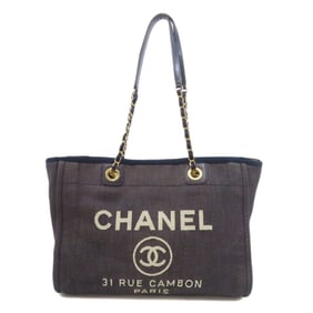 Chanel Deauville Gold Hardware Denim Tote Bag for Women