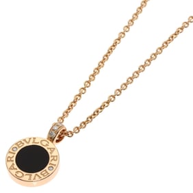 Bvlgari Onyx White Shell Diamond Necklace in 18K Pink Gold for Women