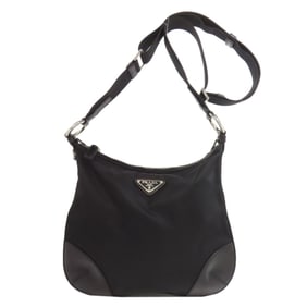 Prada logo hardware shoulder bag, nylon material, women's
