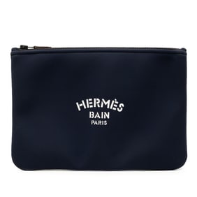 Hermès Neoban Trusse Flat MM Pouch Clutch Bag, Navy, Polyamide and Elastane, Women's, HERMES