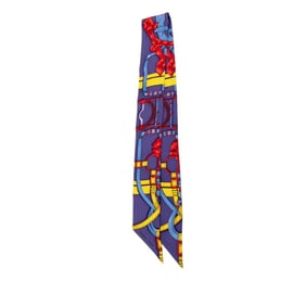 Hermès Twilly Grand Manege Scarf, Blue, Red, Multicolor, Silk, Women's, HERMES