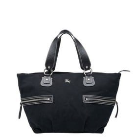 Burberry Blue Label Tote Bag Black Canvas Leather Women's BURBERRY