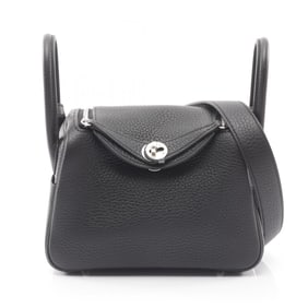 Hermes Hermès Lindy Mini Shoulder Bag in Taurillon Clemence Leather, Black