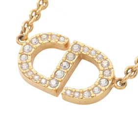 Christian Dior Dior CD logo necklace with gold-plated rhinestones, available in gold and clear.