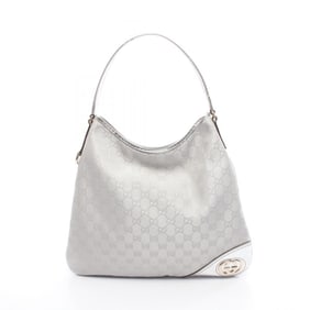 Gucci Interlocking G GG Canvas Shoulder Bag, and Leather, Women's, Silver, 169947