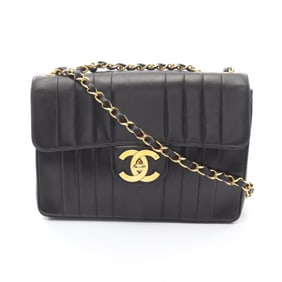 CHANEL Mademoiselle Deca Matelasse Shoulder Bag, Lambskin Leather, Women's, Black