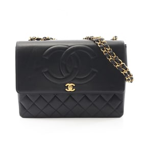 CHANEL Deca Matelasse Single Flap Shoulder Bag in Lambskin Leather, Black