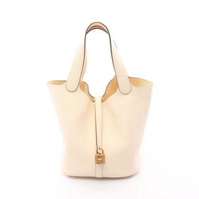 Hermes Hermès Picotin Lock MM Nata handbag in Taurillon Clemence leather, ivory for women.